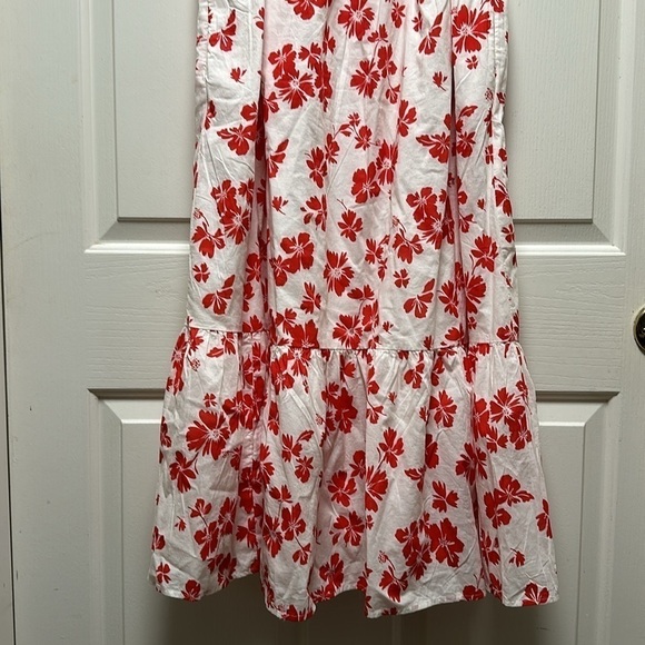 J CREW Hibiscus Floral Puff Sleeve Midi Dress Sz 14 - Picture 3 of 11